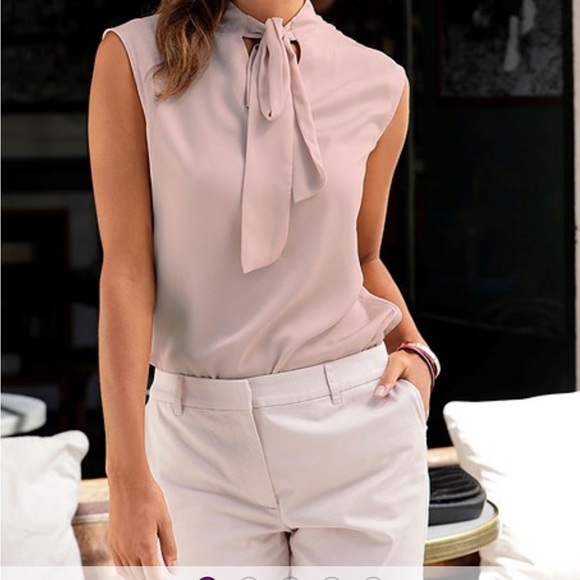 NWT Express Blush Bow-Tie Shell Blouse - Picture 2 of 7